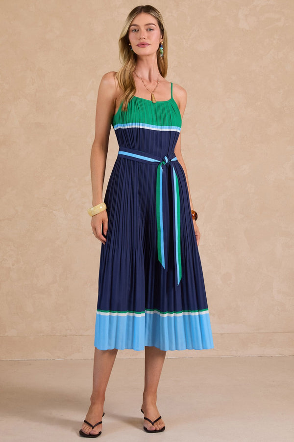 slim fit dress slacks Hope & Ivy Landscape Print Midi Dress Green Blue Zara – MMJs Fashion main image 0