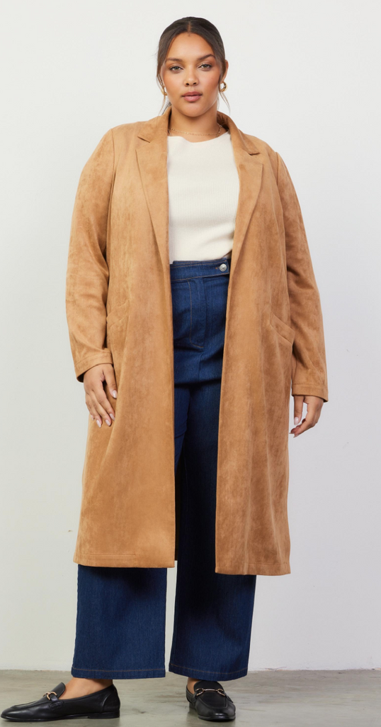 Glen Faux Suede Duster in Camel FINAL SALE
